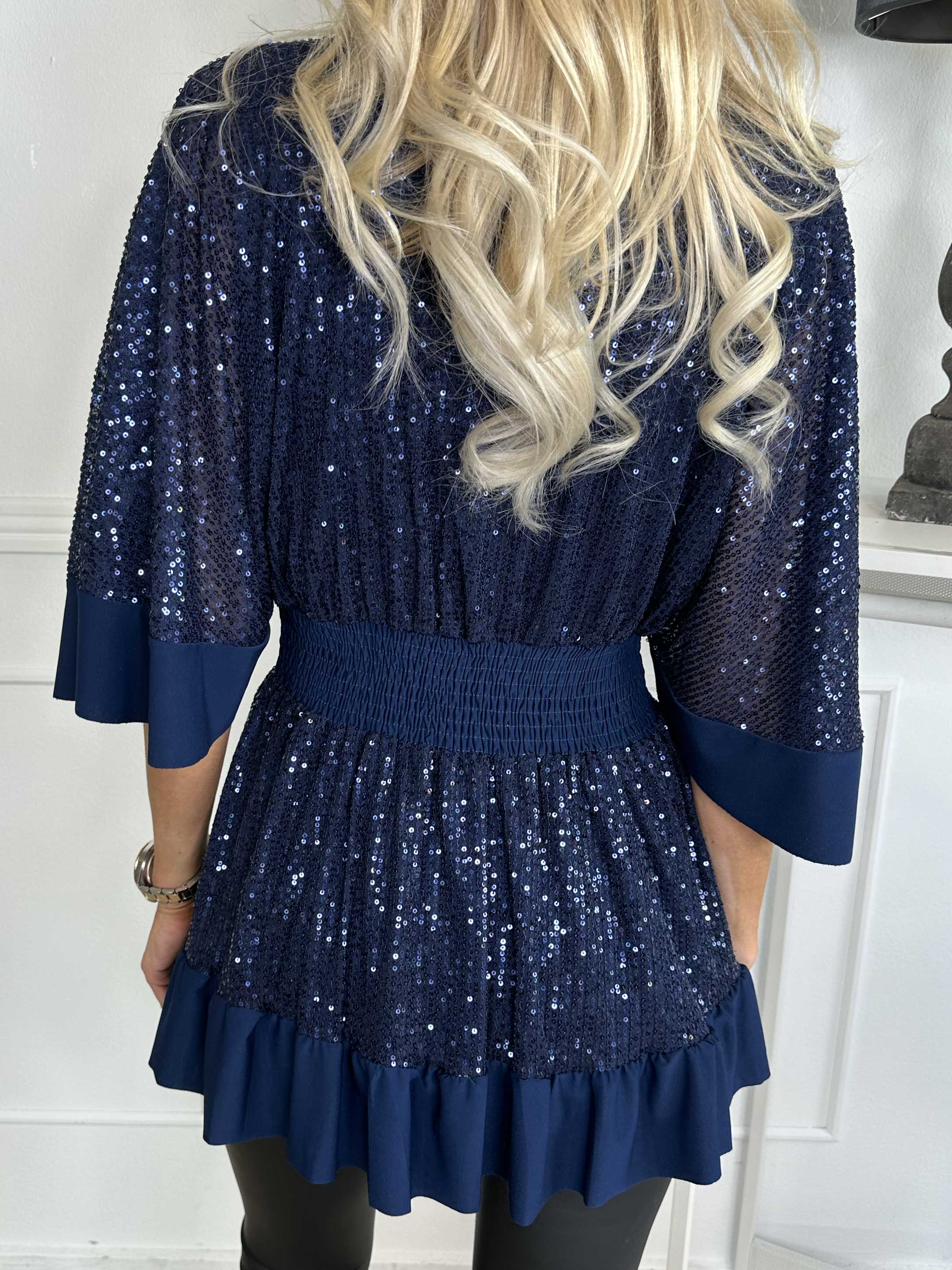 Pamela Glitter Shirt - Tunika med paljetter, smock och volanger